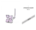 wholesale 925 Sterling Silver Zirconia Four-leaf Clover L-shaped Nose Stud Piercing Jewelry Qingdao Wholesale-0-3