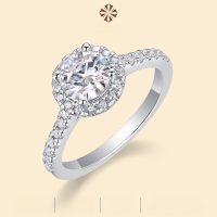 wholesale S925 Silver Classic Round Cut Moissanite Women's Proposal Engagement Ring with Micro-Set Luxury Matching Couple Bands, Non-Tarnishing-Special offer six-claw ring 1 carat (live ring)