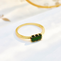 wholesale S925 silver gold-plated minimalist geometric green aventurine ring, versatile and niche jewelry for women-0-0