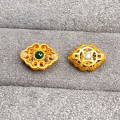 wholesale Gold-Plated S925 Silver Yang Green Jadeite Inlaid Spacer Beads Accessory Bracelet Necklace DIY Fittings Jade Round Bead Positioning Beads-0-3