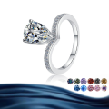 wholesale S925 Sterling Silver 2-Carat Pear-Shaped Crown Moissanite Women's Ring-0-0