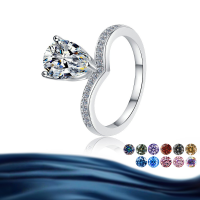 wholesale S925 Sterling Silver 2-Carat Pear-Shaped Crown Moissanite Women's Ring-2 carat moissanite ring (white) US size 6