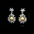 wholesale 925 Silver Gold-Plated Earrings with High-Carbon Diamonds and South Sea Golden Pearls, High-End Jewelry for Party Events, Versatile Accessories for Women-0-1