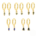 wholesale S925 Sterling Silver With Natural Stone Agate Lapis Lazuli Earrings, Elegant Light Luxury-0-0