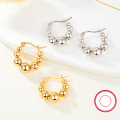 wholesale Sterling Silver S925 Earrings New Arrival Elegant High-end Hoop Geometric Sphere Beaded Earrings for Women Cross-border Exclusive Jewelry-0-3