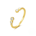 wholesale S925 Sterling Silver Curved Petal Single Row Zircon Inlaid Luxury Stackable Open Ring, Popular In Europe And Us-0-12