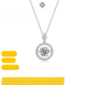 wholesale S925 Sterling Silver Moissanite Touch Pendant Necklace for Women with Chain, Gift Accessory, Light Luxury High-End Feeling Necklace-0-1