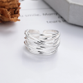 wholesale S925 Sterling Silver Hip-Hop Punk Style Irregular Multi-Layer Line Ring for Fashion Trendsetters, Unisex-0-2