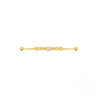 wholesale S925 Sterling Silver Industrial Piercing Chain Barbell Threaded Ear Cartilage Stud-Single gold #5