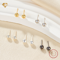 wholesale S925 Sterling Silver Korean Style Ball Ear Studs Minimalist Bean Ear Bone Piercing Earrings with a Sense of Sophistication-s925 silver-non-electroplating 2mm