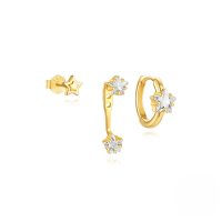 wholesale S925 Sterling Silver Zircon-encrusted Exquisite Hexagram Star Heart Stud Earrings-3-piece set, gold#4&gt;925 silver