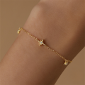 wholesale S925 Sterling Silver Geometric Octagram Zircon Bracelet, Korean Style Minimalist Design For Women-0-2