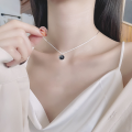wholesale S925 Sterling Silver European and American Cross-Border Minimalist Style Black Onyx Simple Trendy Commuter Necklace-0-3