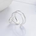 wholesale S925 Sterling Silver Creative Minimalist Hollow-out Safety Pin Design Ring, Ins Fashion Versatile Open Adjustable Index Finger Ring-0-1