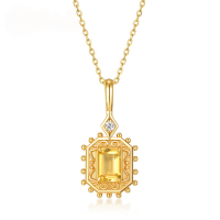 wholesale S925 Sterling Silver Pendant, Airuimei New Korean Style Yellow Crystal Pendant for Women, Fashion OL Silver Jewelry Wholesale from Manufacturer-Synthetic Citrine (Pendant without chain)  925 Silver