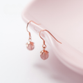 wholesale S925 Sterling Silver Korean Style Small Fresh Pink Strawberry Crystal Sweet Crystal Girly Heart Earrings G0238-0-0