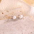 wholesale S925 metal new Korean style fresh and sweet minimalist freshwater pearl earrings for women, small and exquisite fashionable ear accessories wholesale-0-0