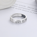 wholesale S925 Sterling Silver Vintage Style Creative "Peace, Joy, and Prosperity" Lucky Cat Auspicious Pattern Ring-0-2