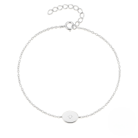 wholesale S925 Sterling Silver Single Zircon Inlaid Round Tag Octagram Red Rope Bracelet For Women-Platinum 925 silver