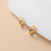 wholesale S925 silver summer minimalist hollow ear clips Korean version smooth drop small hoop earrings G9677-S925 silver pair silver 925 silver