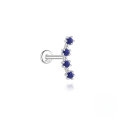 wholesale S925 Sterling Silver Geometric Inlaid Zircon Natural Lapis Lazuli Flat Head Threaded Ear Cartilage Stud, New Hot Selling High-end Earrings-0-27