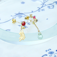 wholesale 925 Sterling Silver Asymmetric Bee Bear Tassel Earrings for Women, Cute and Adorable Pet-inspired Accessories for Dropshipping-Honey-collecting bear earrings 925 silver