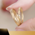 wholesale 18K gold couple rings ancient method gold inheritance ring sandblasting process men and women marriage proposal matching rings simple 750-0-0
