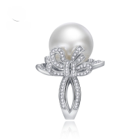wholesale S925 Sterling Silver European and American Pearl Ring Elegant and Graceful Goddess Style High Carbon Diamond Women's Ring-R232 Pearl Ring Size 5