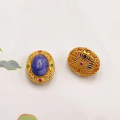 wholesale S925 gold-plated silver metal, natural Charoite round platform hand tag, spacer beads accessories, bracelet necklace DIY semi-finished products-0-22