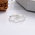 wholesale S925 Sterling Silver Wave Love Heart Ring, Niche Luxury Adjustable Index Finger Ring, Xiaohongshu Viral Hit-0-3
