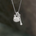 wholesale S925 Sterling Silver Knock Wooden Fish Set, Exquisite and Versatile Pendant, Minimalist Ins Collarbone Chain Gift-0-0