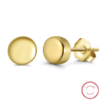 wholesale 14K Gold & S925 Sterling Silver Plain Round Stud Earrings, Cross-border Fashion, Direct from Manufacturer-14K gold