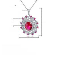 wholesale S925 Silver Cultured Ruby Necklace European and American Personalized Design Style Princess Classic Crystal Gemstone Pendant-Cultivated Ruby 925 Silver
