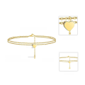 wholesale S925 Sterling Silver Double Chain Heart Charm Anklet - Fashionable, Versatile, and Trendy Manufacturer-0-1