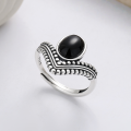 wholesale S925 sterling silver creative crown-shaped black zirconia inlaid ring with princess charm and an elegant, Instagram-worthy aesthetic-0-0
