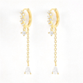 wholesale S925 Sterling Silver Full Rhinestone Chain Tassel Long Drop Ear Cuff-0-5
