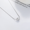 wholesale S925 Silver Fashion OL European and American Light Luxury Style Brushed Process Reflective Surface Round Pendant Trendy Necklace for Women-0-1
