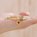 wholesale S925 Sterling Silver Hetian Jade New Chinese Style Sunflower Bamboo Knot Retro National Trend Bracelet for Women Girls Gift-0-3