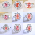wholesale S925 Sterling Silver Women's Ins Style Cross-Border Pink Sugar Cube Ring High Carbon Diamond Ice-Cut Gemstone Wholesale-0-3