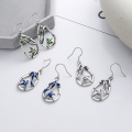 wholesale S925 sterling silver antique matte finish resin enamel leaf bamboo joint earrings with courtly elegance-0-0