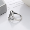 wholesale S925 sterling silver wide band ring with irregular intertwined lines, retro fashion hip-hop trendy index finger ring-0-2