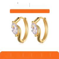 wholesale S925 Sterling Silver Moissanite Earrings for Women, European and American Style Fashion Versatile Earrings, Best-Seller Amazon Hot Jewelry-Gold 0.4 carat × 2 (with certificate)  925 silver marquise moissanite