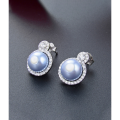 wholesale S925 Silver Japanese Korean Style Creative and Unique Zircon Round Pearl Ear Stud Earrings for Women, with Diamond Accents and Shell Pearl-0-1