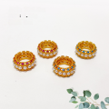 wholesale Metal S925 gold-plated enamel running ring accessory with pearl for DIY bracelet and necklace string decoration, semi-finished spacer bead-0-3