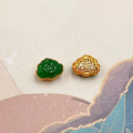 wholesale S925 Silver Gold-Plated Natural A-Grade Jadeite Buddha Pendant Accessory, DIY Versatile Matching Ornament Semi-Finished Product-0-2