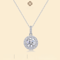 wholesale S925 Sterling Silver 2-Carat Moissanite Pendant Fashion Cross-Border Hot Selling Necklace Source Factory Ready Stock-0-0