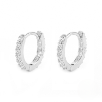 wholesale S925 Sterling Silver With Colorful Zircons Classic Hoop Earrings,-Platinum-White Diamond