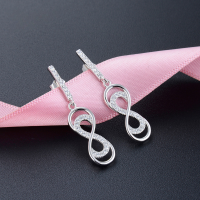 wholesale S925 Silver Zircon Earrings, Korean Style, Ins Trend, Minimalist, Fashionable Number Earrings, Women's Jewelry Wholesale-Earrings with plastic earplugs 925 silver