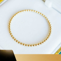 wholesale 18K gold stretch bead bracelet for women, elastic and durable, versatile for stacking, non-elastic cord, minimalist and elegant-18K White>16cm