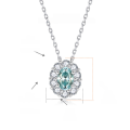 wholesale 18k gold-plated S925 silver necklace with French Paraiba-colored aqua blue moissanite 5*7mm oval pendant for women-0-5